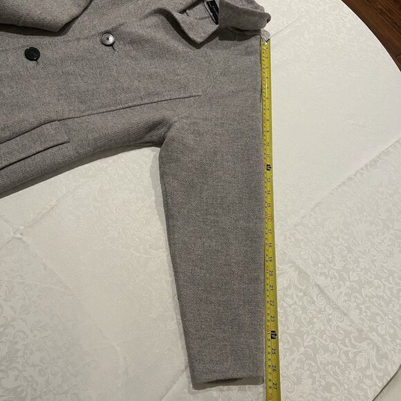 Zara Woman Size XS Wool Blend Long Coat Light Gray Pockets Collared Button Front - Picture 8 of 10